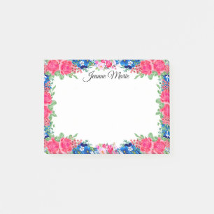 Vintage Rosen und Blumen Personalisiert Post-it Klebezettel