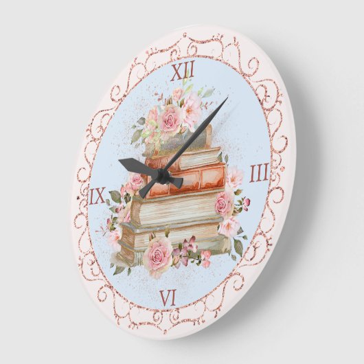 Vintage Rosen und Blütenbuch Große Wanduhr (Winkel)