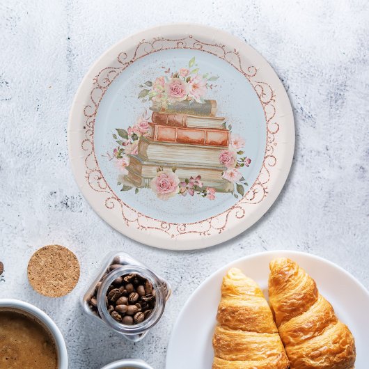 Vintage Rosen und Blütenbuch Pappteller