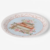 Vintage Rosen und Blütenbuch Pappteller (Schrägansicht)