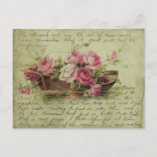 Vintage Rosen und Boote Postkarte (Vorderseite)