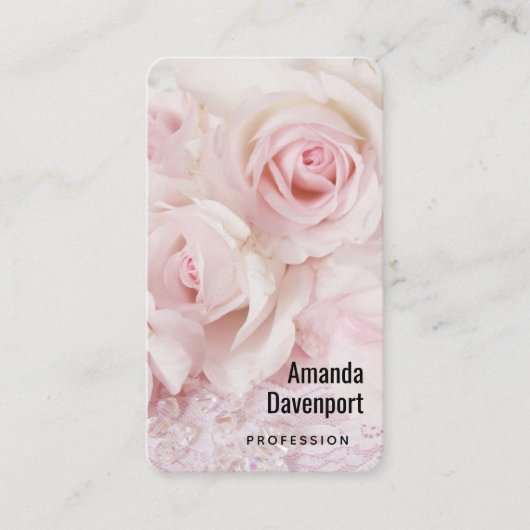 Vintage Rosen und elegante Spitzen Visitenkarte (Vorderseite)