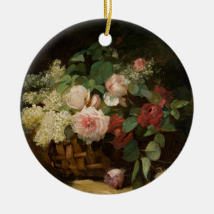 Vintage Rosen und Flieder von Dominique Hubert Roz Keramik Ornament