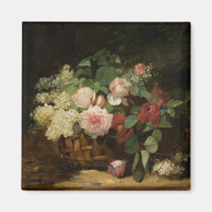 Vintage Rosen und Flieder von Dominique Hubert Roz Magnet
