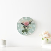 Vintage Rosen und Französisch schreiben Runde Wanduhr (Zuhause)