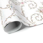 Vintage Rosen und Gold-Wirbel aus der Antike Geschenkpapier (Rolleneckpunkt)