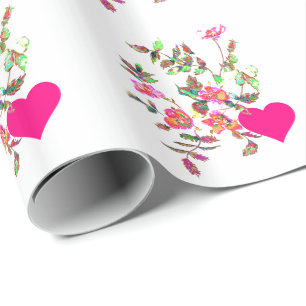 Vintage Rosen und Herz Geschenkpapier