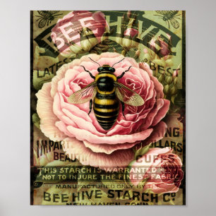 Vintage Rosen und Königin Biene Poster