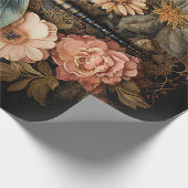 Vintage Rosen und Libelle Geschenkpapier (Ecke)