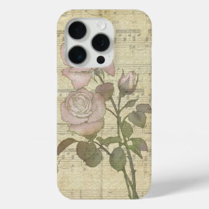 Vintage Rosen und Musikcore iPhone 15 Pro Hülle