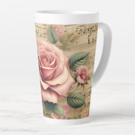 Vintage-Rosen- und Noten-Latte-Mug 12 & 17 oz Milchtasse