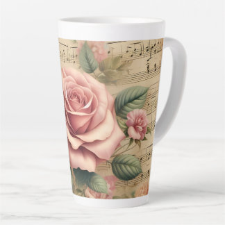 Vintage-Rosen- und Noten-Latte-Mug 12 & 17 oz Milchtasse