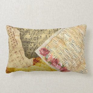 Vintage-Rosen und Noten Musiknoten Kissen