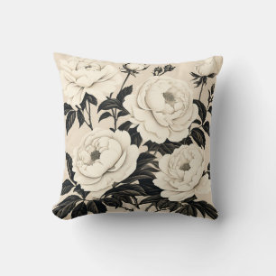 Vintage-Rosen und Pfingstrosen auf Creme Kissen