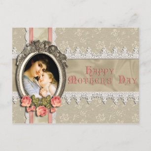 Vintage Rosen und Spitze Muttertags-Postkarte Postkarte