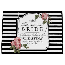 Vintage Rosen und Streifen-Brautparty Große Geschenktüte