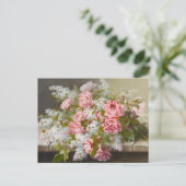 Vintage Rosen und weiße Lilacs Postkarte (Stehend Vorderseite)