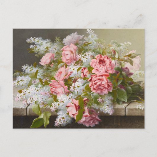 Vintage Rosen und weiße Lilacs Postkarte (Vorderseite)