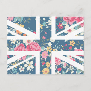Vintage-Rosen-Union-Jack-Britische (UK) Flagge Postkarte
