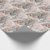 Vintage Rosen, Weihnachtsdorf Snowman Geschenkpapier (Ecke)