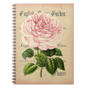 Vintage-Rosenblumen-feminin-florales Notizbuch Notizblock