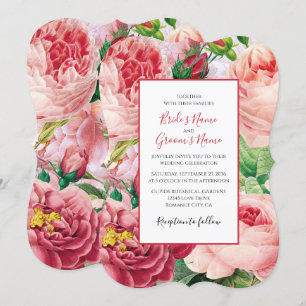 Vintage Rosenblüten und botanische Rosen Hochzeite Einladung