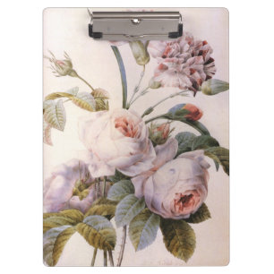 Vintage-Rosenblüten von P.J. Redoute Klemmbrett
