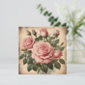 Vintage Rosenblütendarstellung Karte (Stehend Vorderseite)