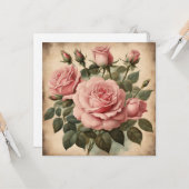 Vintage Rosenblütendarstellung Karte (Vorderseite/Rückseite Beispiel)