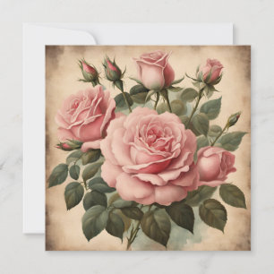 Vintage Rosenblütendarstellung Karte