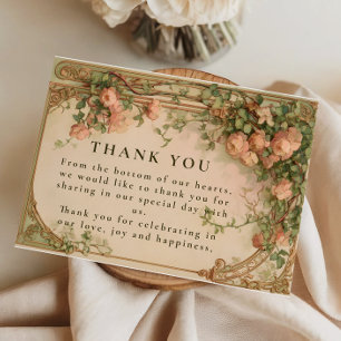 Vintage Rosenbogen-Hochzeit Dankeskarte