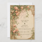 Vintage Rosenbogen-Hochzeit Einladung (Vorderseite)