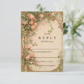 Vintage Rosenbogen-Hochzeit RSVP Karte (Stehend Vorderseite)