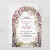 Vintage-Rosenbogen | Monogramm-Hochzeit Einladung (Vorderseite)