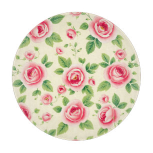 Vintage-Rosenbouquet in Rosa, Pastell-Blumen-Chint Schneidebrett