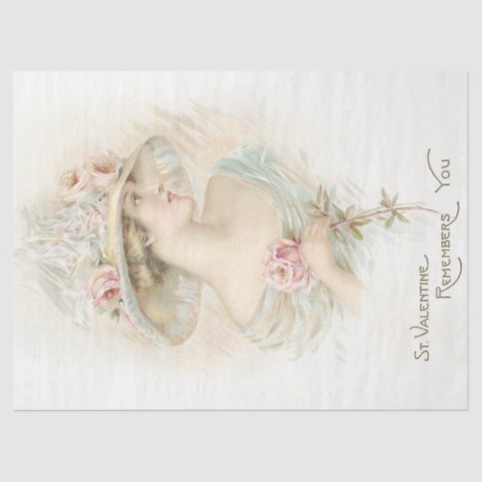 Vintage Rosengarnelengestalt Seidenpapier (Vorderseite)