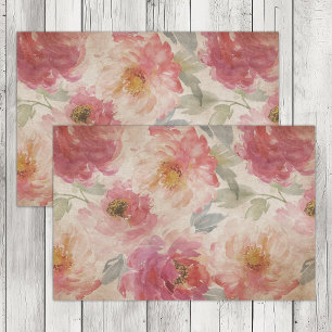 VINTAGE ROSENGARTEN BLUMEN DEKUPAGE SEIDENPAPIER