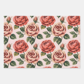 Vintage-Rosengarten Geschenkpapier Set