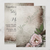 Vintage Rosenhochzeit Einladung (Vorne/Hinten)
