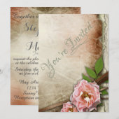 Vintage Rosenhochzeit Einladung (Vorne/Hinten)