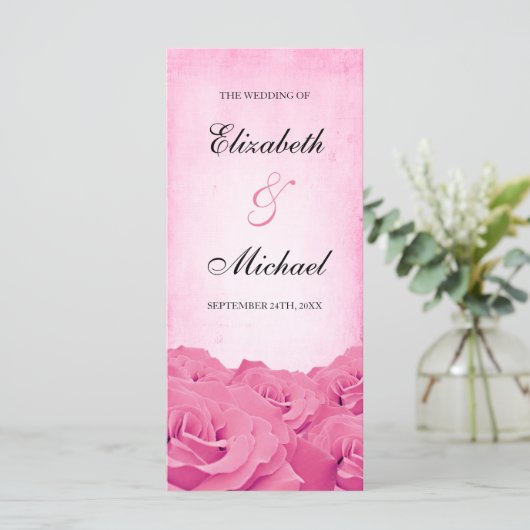 Vintage Rosenhochzeit Programm (Stehend Vorderseite)