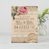 Vintage Rosenhochzeitseinladungen Einladung (Stehend Vorderseite)