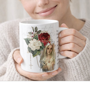 Vintage-Rosenkranz-Jungfrau-Mutter-Maria-Memorare- Kaffeetasse