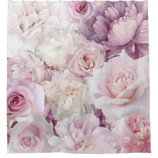 Vintage Rosenmalerei Botanischer Garten Duschvorhang (Vorderseite)