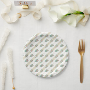 Vintage-Rosenmuster - Papierplatte Pappteller