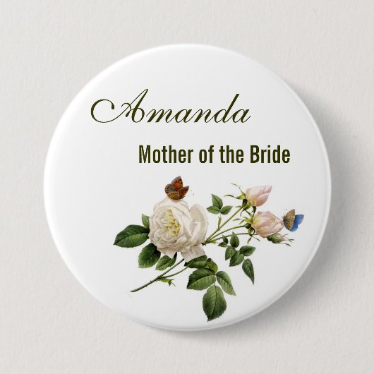 Vintage Rosenmutter Blume Mutter der Braut Button (Vorderseite)