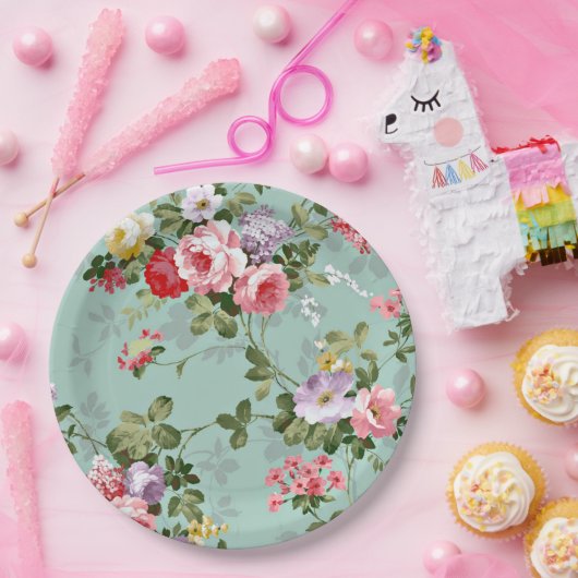 Vintage Rosenpapier-Teller Pappteller (Party)