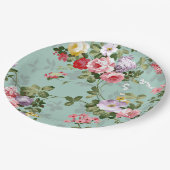 Vintage Rosenpapier-Teller Pappteller (Schrägansicht)