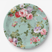 Vintage Rosenpapier-Teller Pappteller (Vorderseite)