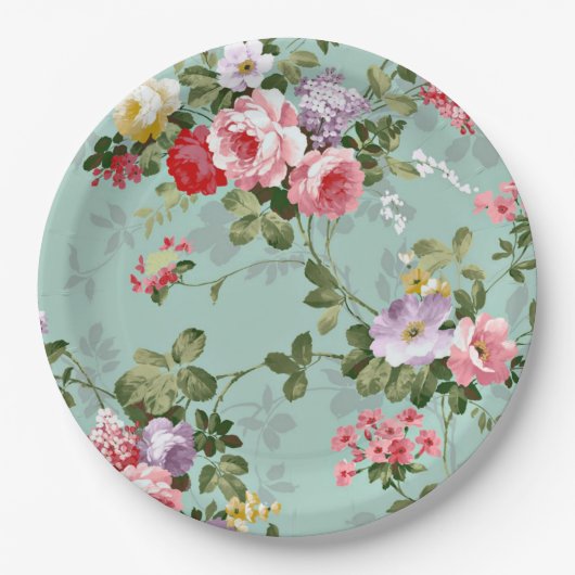 Vintage Rosenpapier-Teller Pappteller (Vorderseite)